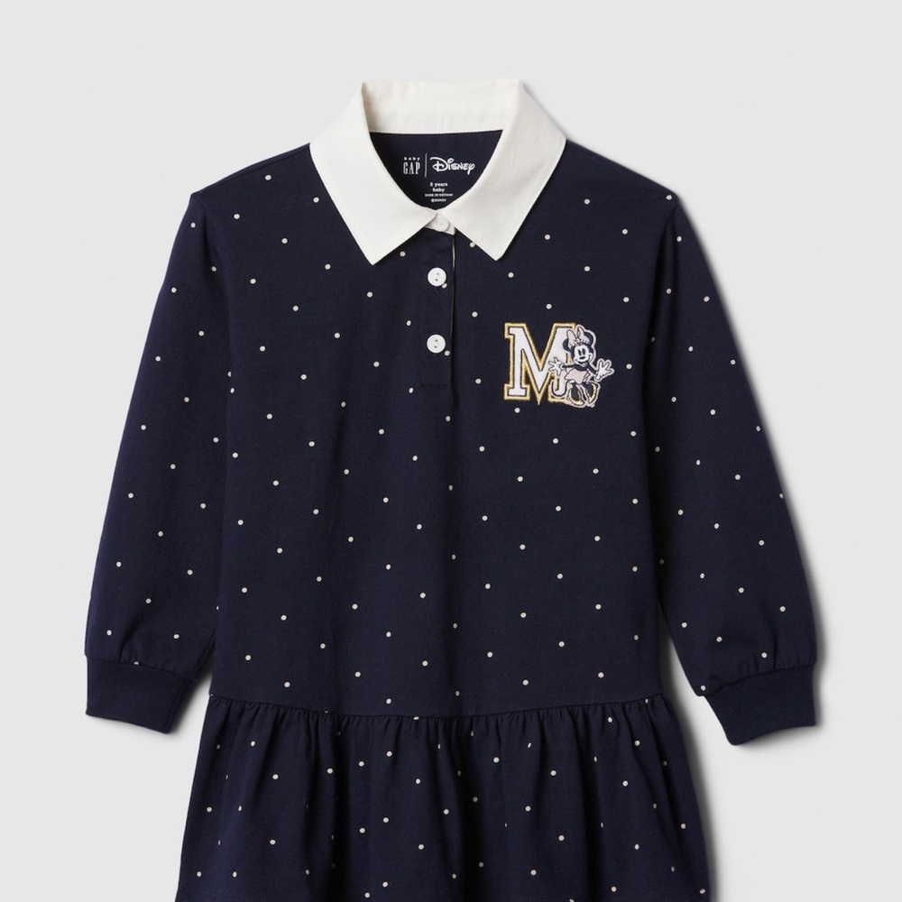 Disney Kids Navy Shirt with Polka Dots and Character Patch - Picture 7 of 7